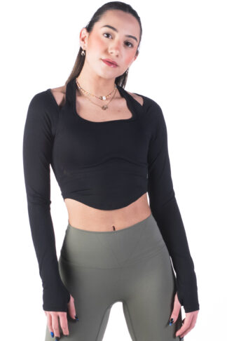 HALTER LONG SLEEVE BLACK